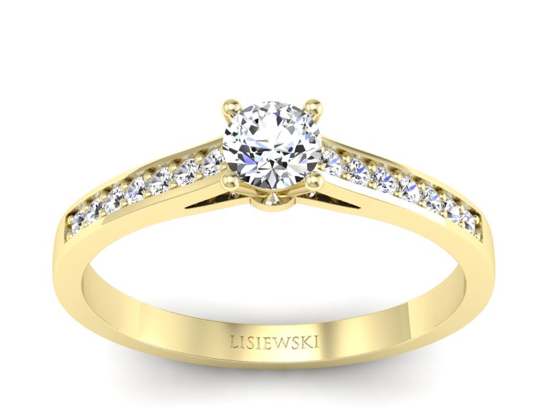 Złoty pierścionek z brylantami żółte złoto - p16312z