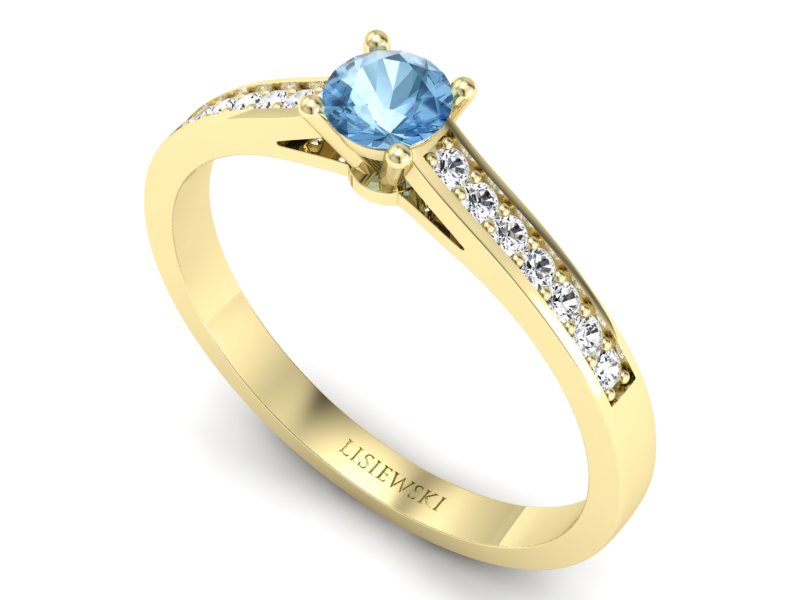 Pierścionek z topazem i brylantami żółte złoto - p16312ztp — zdjęcie 3