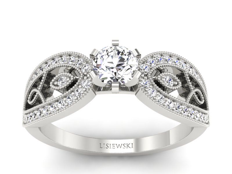 Pierścionek zaręczynowy z brylantami białe złoto - p16315b