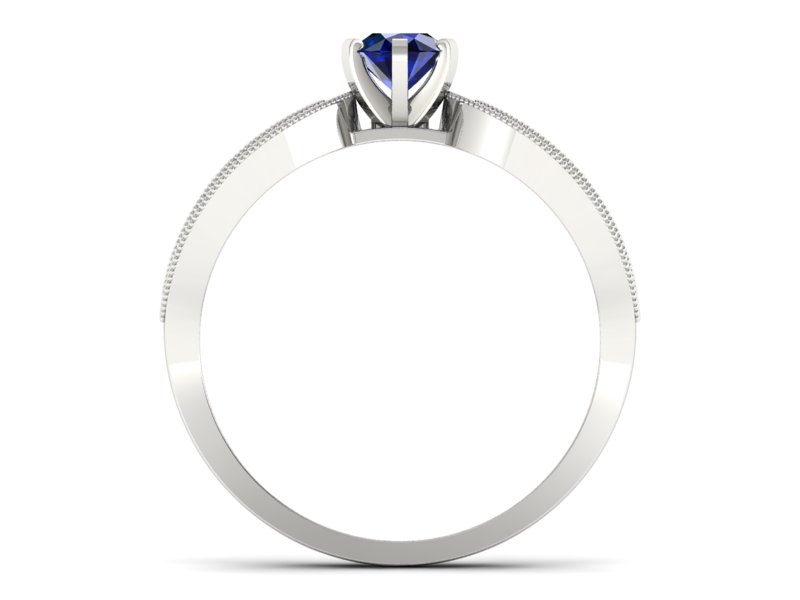 Pierścionek z szafirem i brylantami białe złoto - p16315bsz — zdjęcie 2