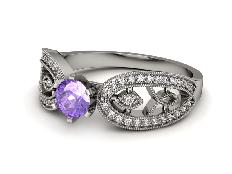 Pierścionek z tanzanitem białe złoto i brylantami - p16315bt — zdjęcie 5