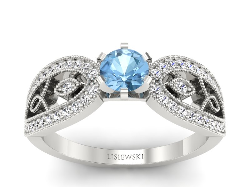 Pierścionek zaręczynowy z topazem i diamentami - p16315btp