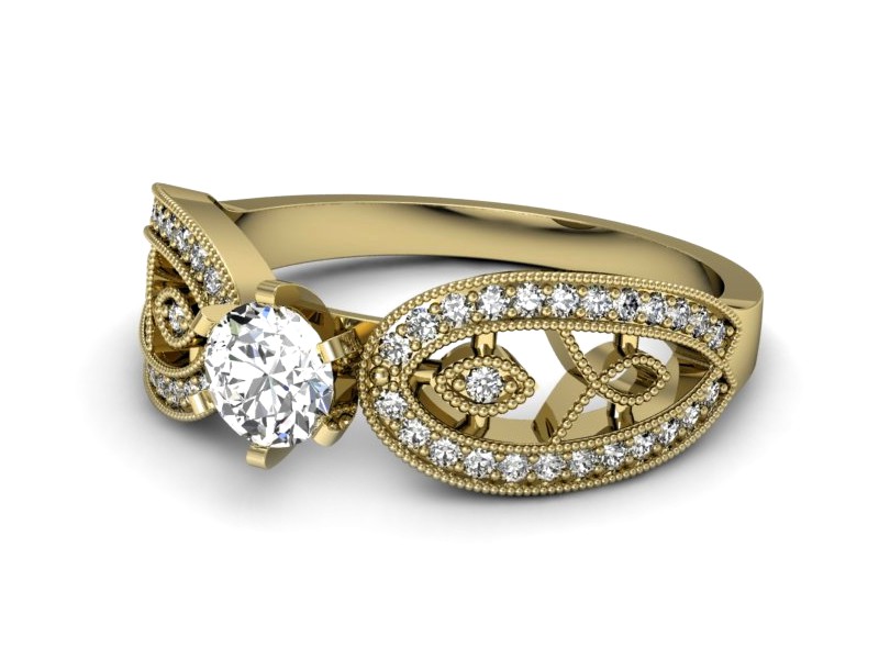 Złoty pierścionek z brylantami żółte złoto - p16315z — zdjęcie 5