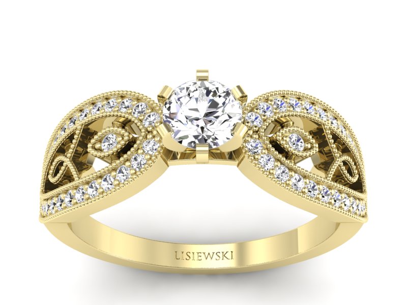 Złoty pierścionek z brylantami żółte złoto - p16315z