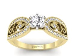 Pierścionek z diamentami żółte i białe złoto 585 - p16315zb