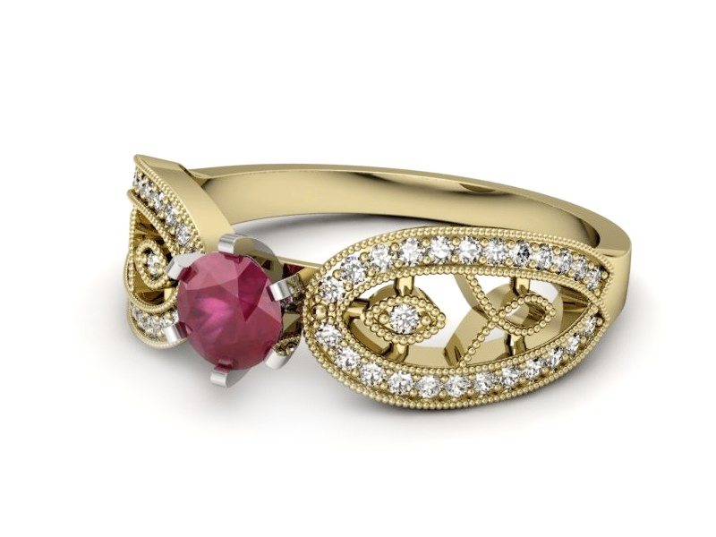Pierścionek z rubinem i diamentami - p16315zbr — zdjęcie 5
