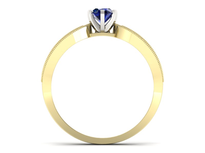 Złoty pierścionek z szafirem i brylantami - p16315zbsz — zdjęcie 2