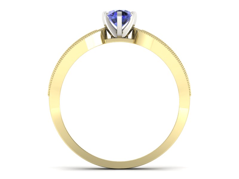 Złoty pierścionek z tanzanitem i brylantami - p16315zbt — zdjęcie 2