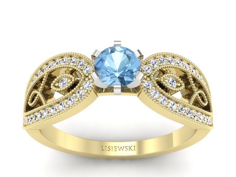 Złoty pierścionek z topazem i brylantami - p16315zbtp