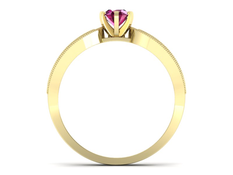 Złoty pierścionek z rubinem i brylantami - p16315zr — zdjęcie 2