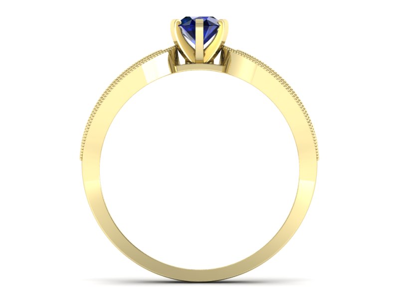 Złoty pierścionek z szafirem i brylantami - p16315zsz — zdjęcie 2