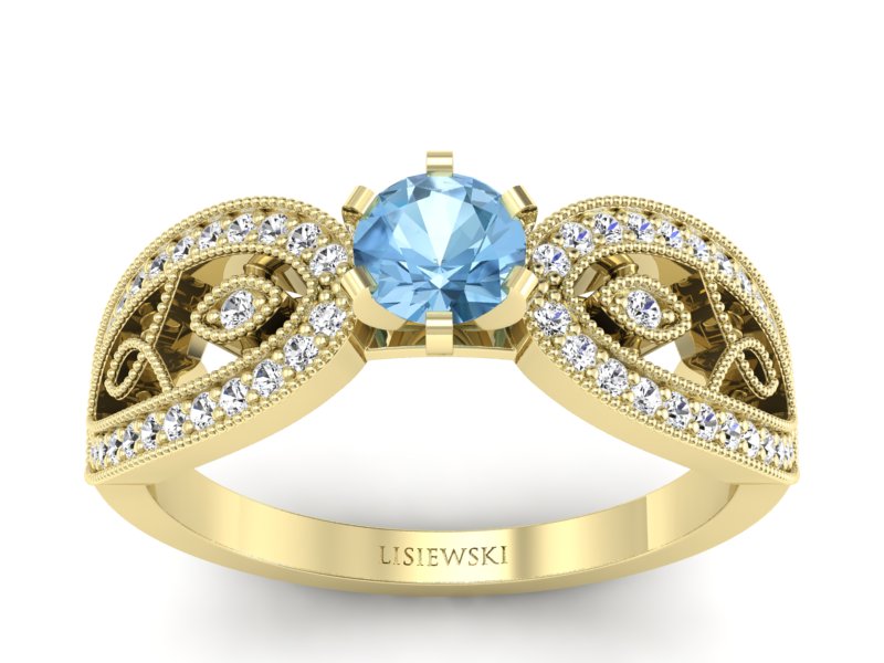 Złoty pierścionek z topazem i brylantami - p16315ztp