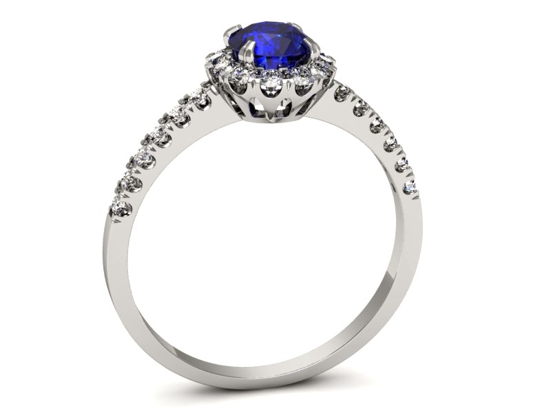 Pierścionek z szafirem i brylantami białe złoto - p16316bszc — zdjęcie 3