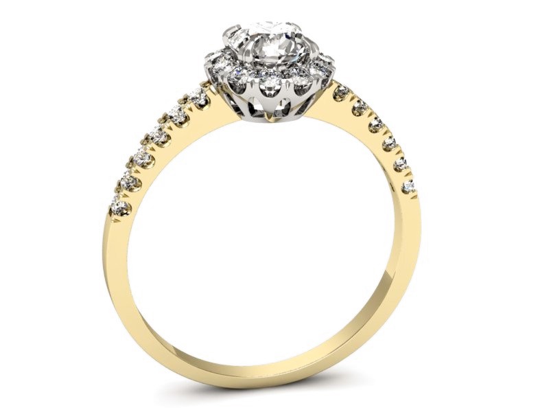 Pierścionek z diamentami żółte i białe złoto - p16316zb — zdjęcie 3