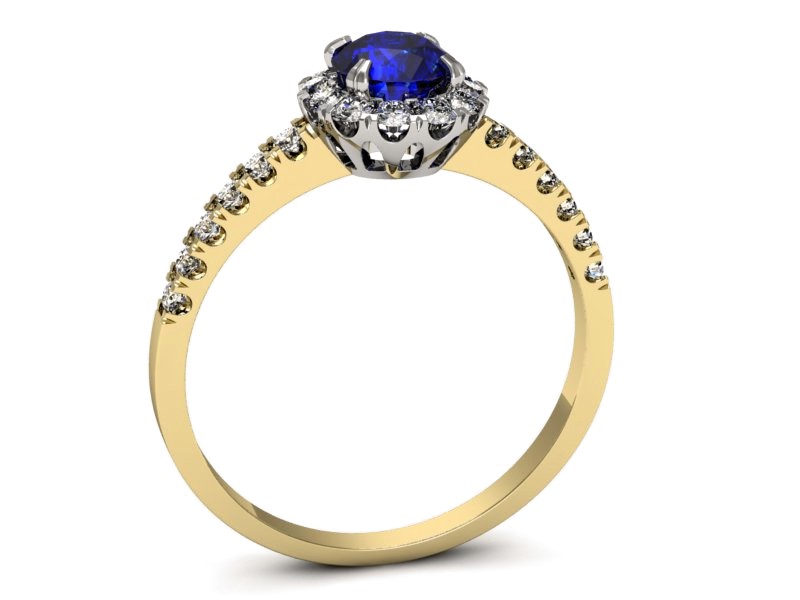 Pierścionek z szafirem i diamentami - p16316zbszc — zdjęcie 3