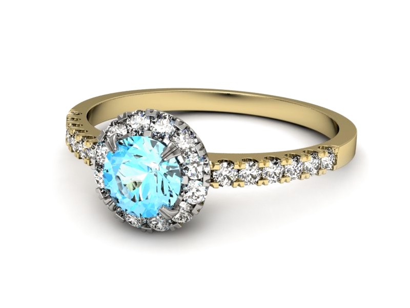 Pierścionek z topazem i brylantami - p16316zbtp — zdjęcie 2