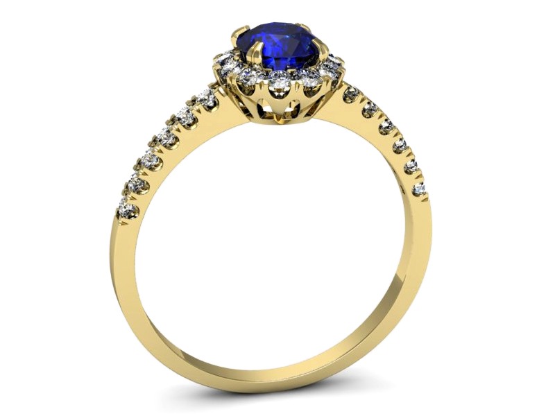 Złoty pierścionek z szafirem i brylantami - p16316zszc — zdjęcie 3