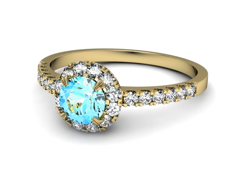 Złoty pierścionek z topazem i brylantami - p16316ztp — zdjęcie 2