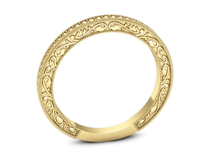 Obrączka płaska soczewkowa żółte złoto - p16318z — zdjęcie 3