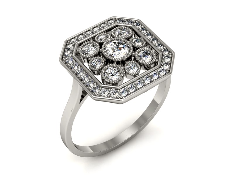 Pierścionek zaręczynowy z brylantami białe złoto - p16319b