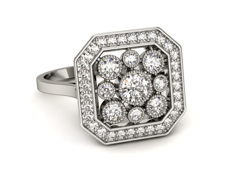 Pierścionek zaręczynowy z brylantami białe złoto - p16319b — zdjęcie 2