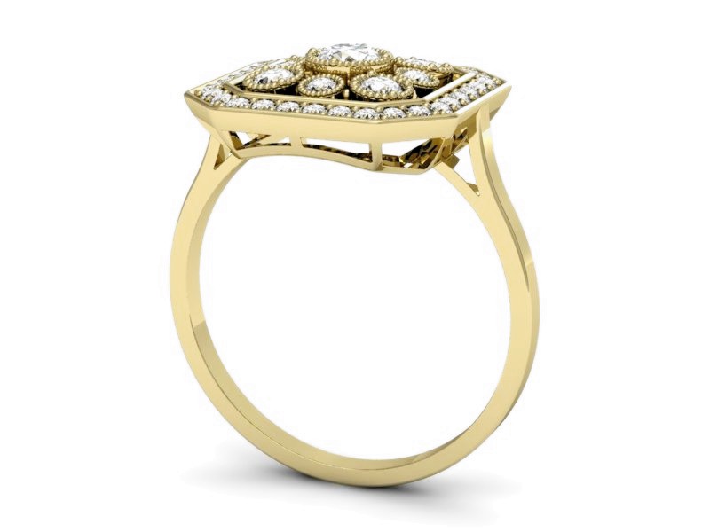 Złoty pierścionek z brylantami żółte złoto - p16319z — zdjęcie 3