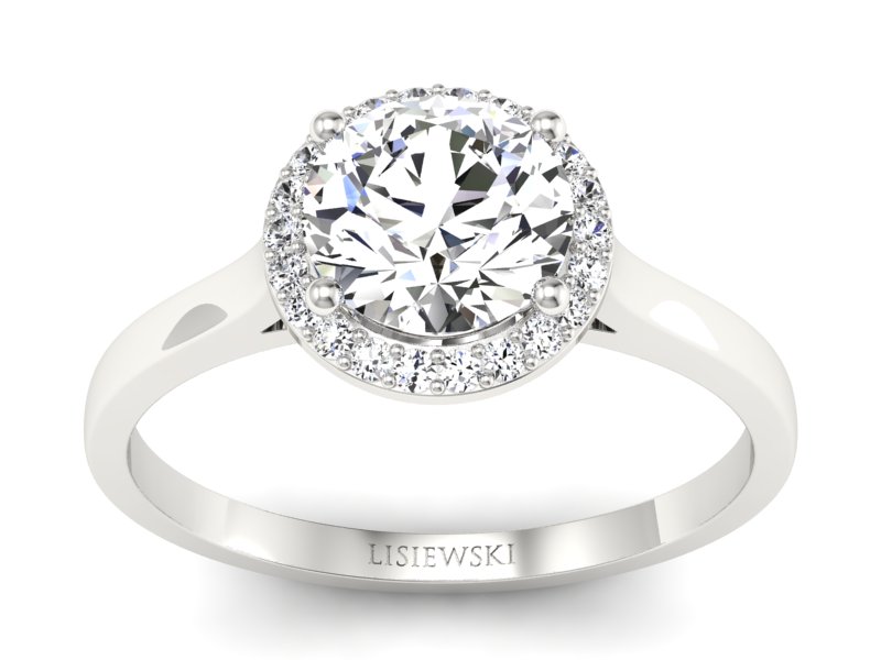 Złoty pierścionek z brylantami białe złoto - p16320b