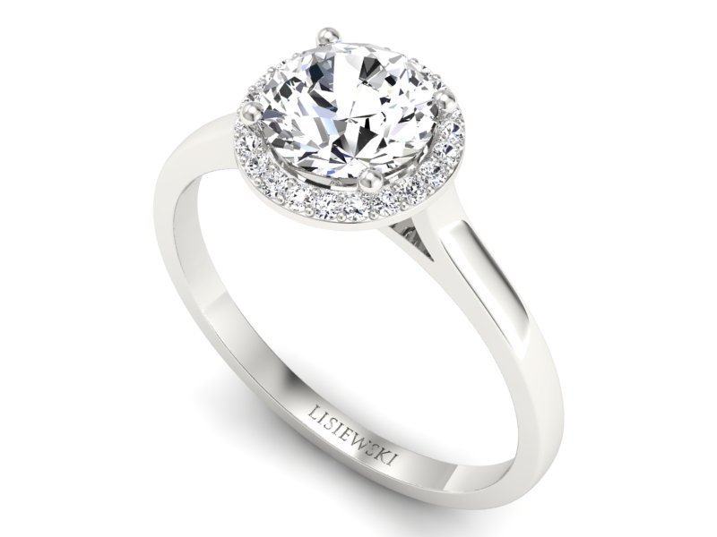 Złoty pierścionek z brylantami białe złoto - p16320b — zdjęcie 3