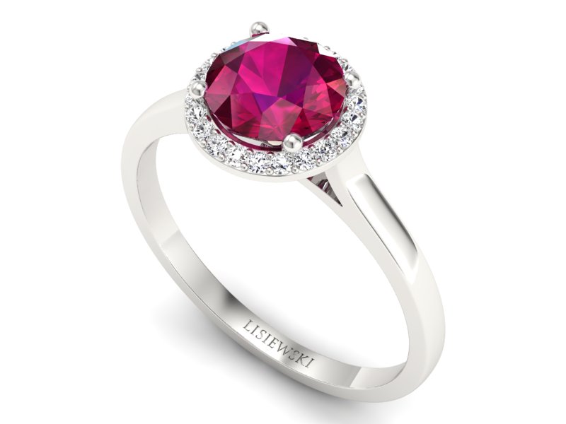 Pierścionek z rubinem i brylantami białe złoto - p16320br — zdjęcie 3