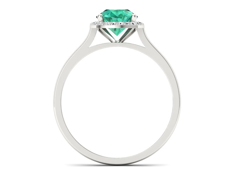 Złoty pierścionek ze szmaragdem z brylantami - p16320bsm — zdjęcie 2