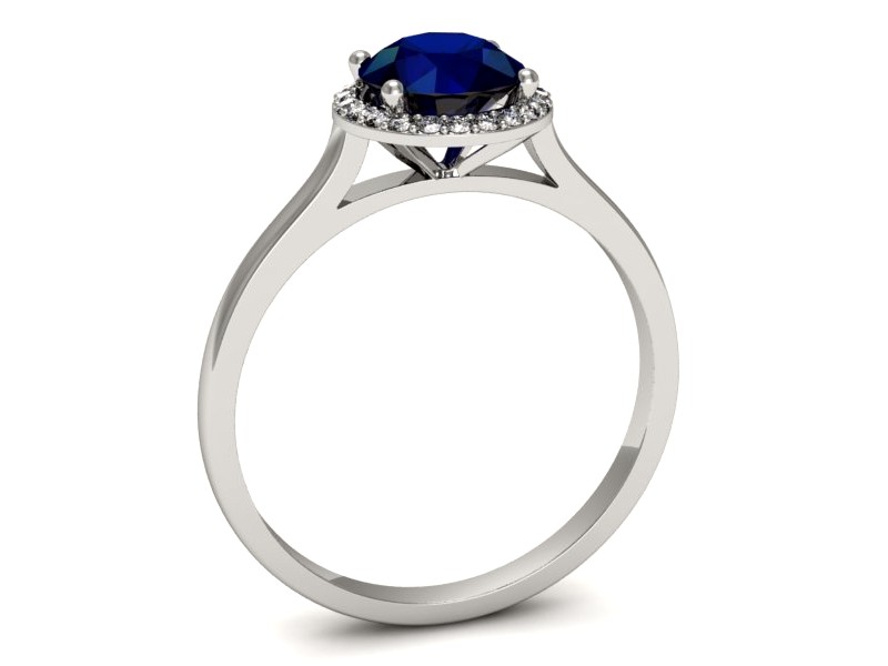 Pierścionek z szafirem i brylantami białe złoto - p16320bsz — zdjęcie 5
