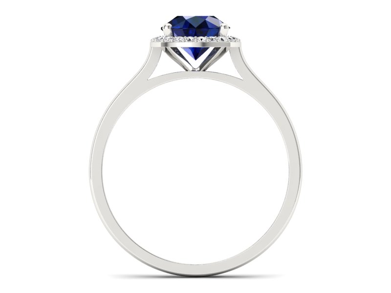 Pierścionek z szafirem i brylantami białe złoto - p16320bsz — zdjęcie 2