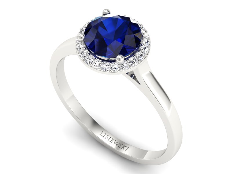 Pierścionek z szafirem i brylantami białe złoto - p16320bsz — zdjęcie 3