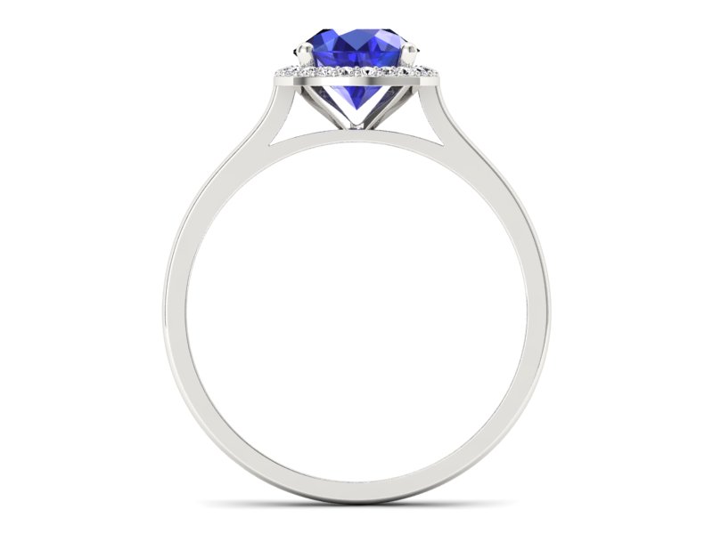 Pierścionek z szafirem z brylantami białe złoto - p16320bszc — zdjęcie 2