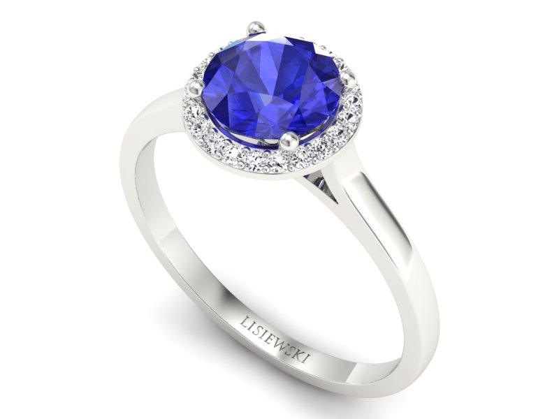 Pierścionek z szafirem z brylantami białe złoto - p16320bszc — zdjęcie 3