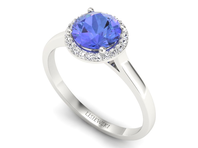 Pierścionek z tanzanitem białe złoto z brylantami - p16320bt — zdjęcie 3