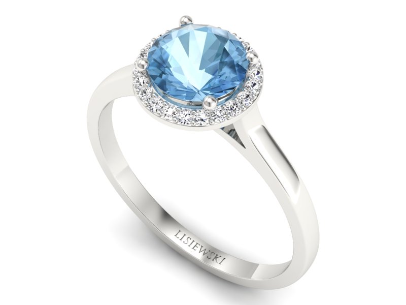 Pierścionek z topazem i brylantami białe złoto - p16320btp — zdjęcie 3