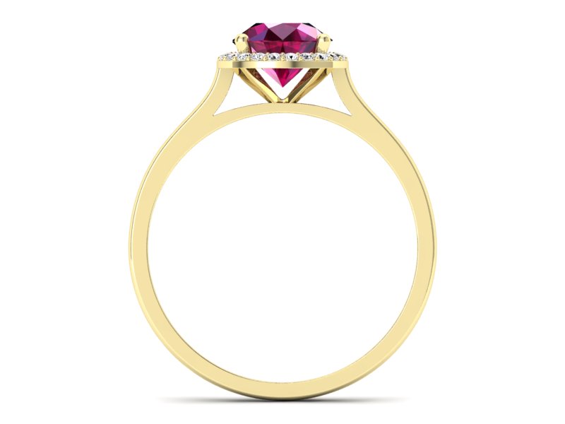 Pierścionek z rubinem i brylantami żółte złoto - p16320zr — zdjęcie 2