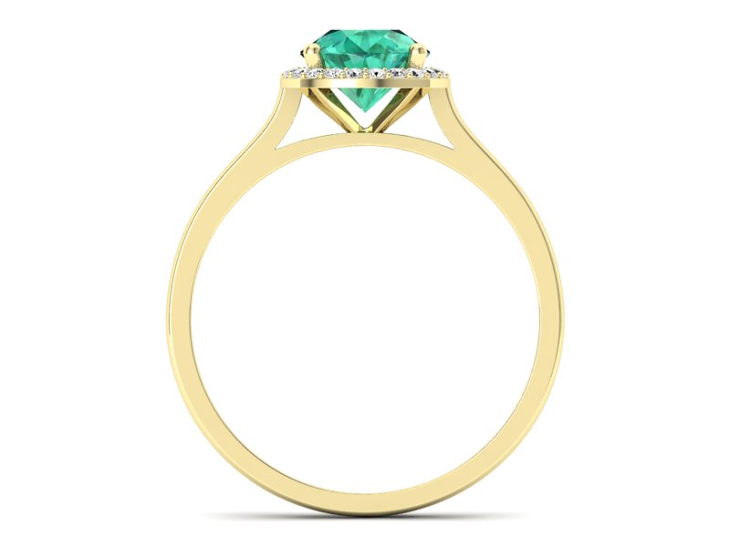 Złoty pierścionek ze szmaragdem i diamentami - p16320zsm — zdjęcie 2