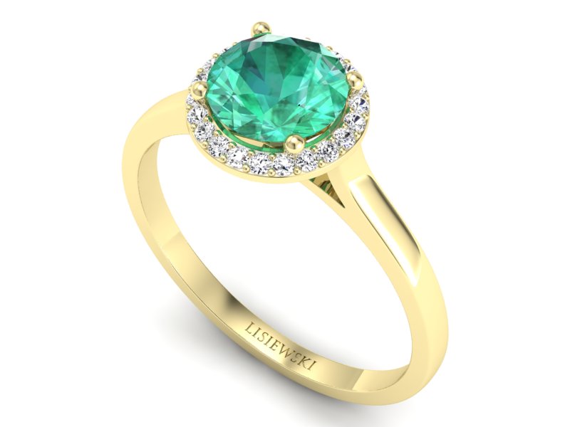 Złoty pierścionek ze szmaragdem i diamentami - p16320zsm — zdjęcie 3