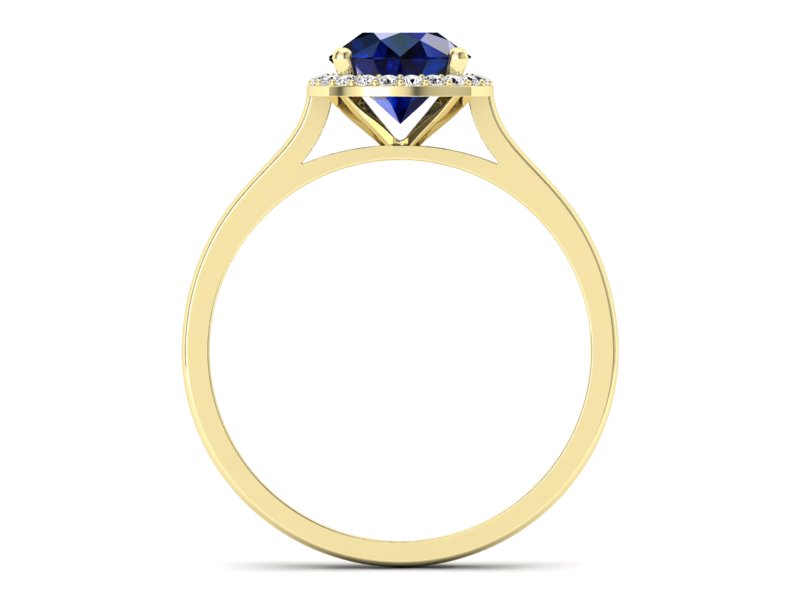 Złoty pierścionek z szafirem i diamentami - p16320zsz — zdjęcie 2
