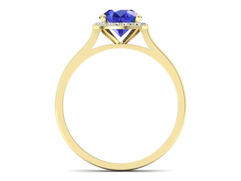 Złoty pierścionek z szafirem i diamentami - p16320zszc — zdjęcie 2
