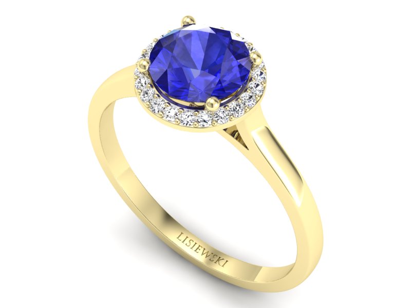 Złoty pierścionek z szafirem i diamentami - p16320zszc — zdjęcie 3