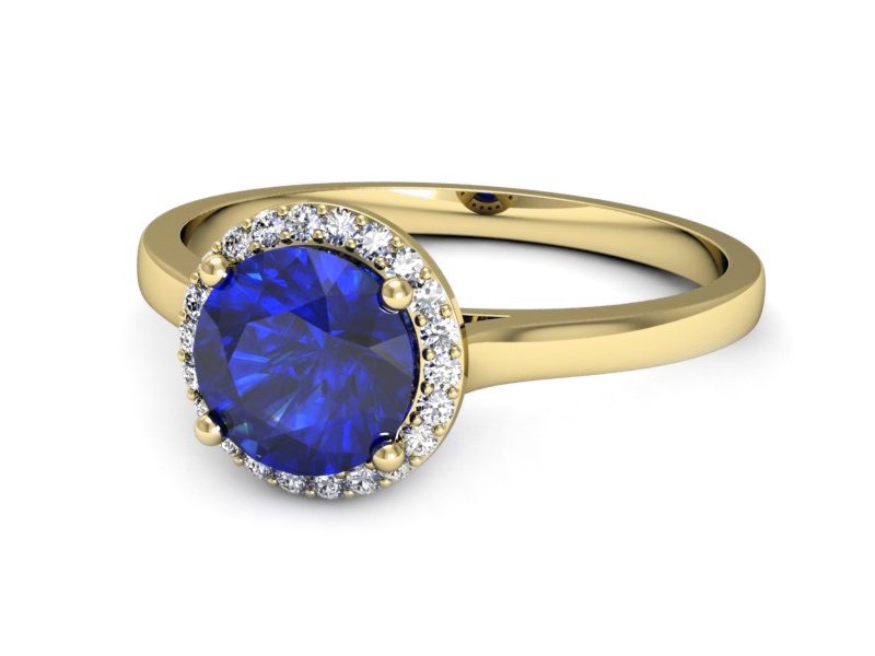 Złoty pierścionek z szafirem i diamentami - p16320zszc — zdjęcie 5