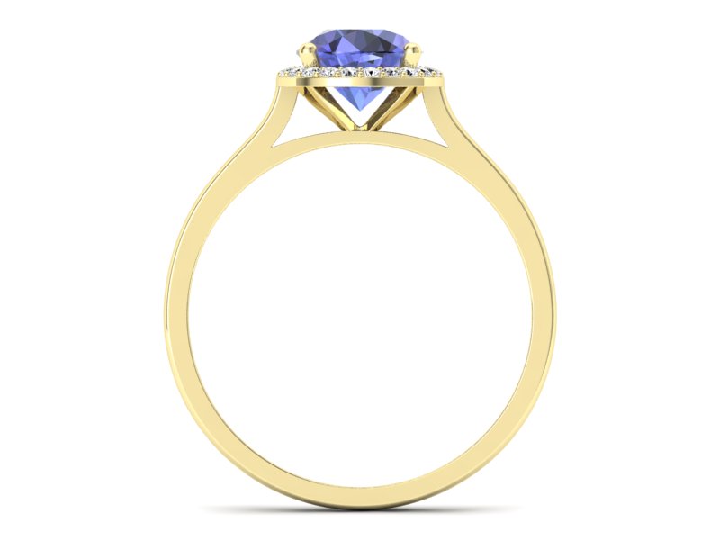 Pierścionek z tanzanitem i brylantami żółte złoto - p16320zt — zdjęcie 2