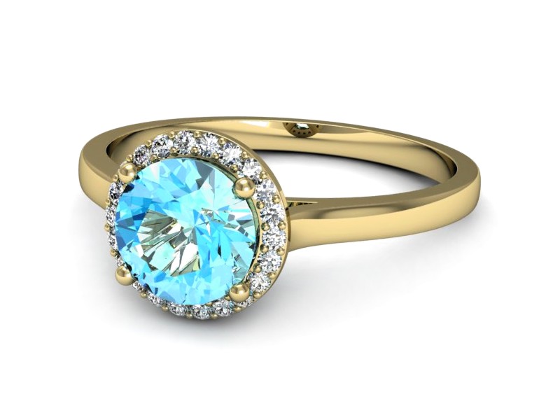 Pierścionek z topazem i brylantami żółte złoto - p16320ztp — zdjęcie 5