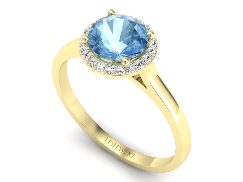 Pierścionek z topazem i brylantami żółte złoto - p16320ztp — zdjęcie 3