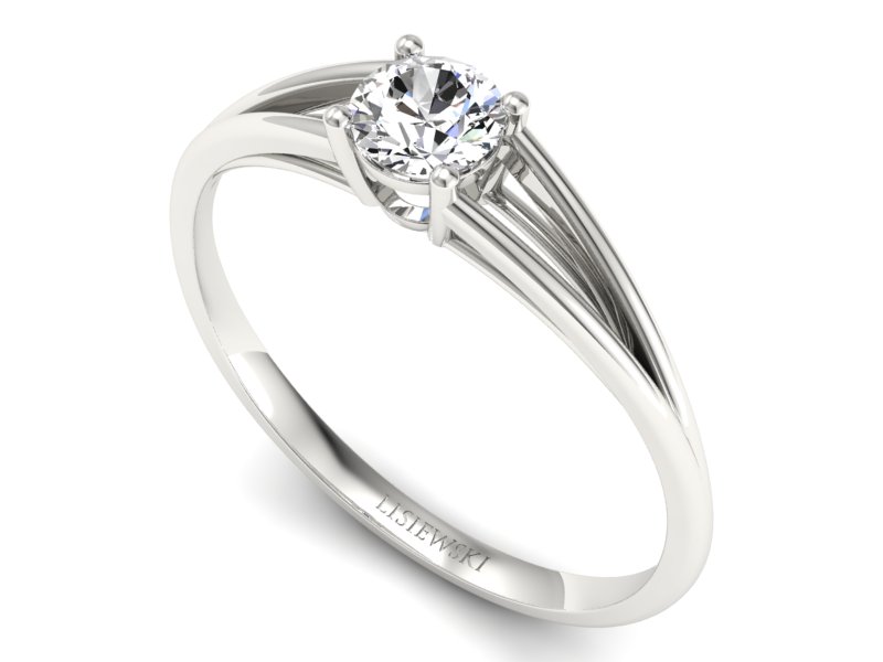 Złoty pierścionek z brylantem białe złoto - p16322b — zdjęcie 3