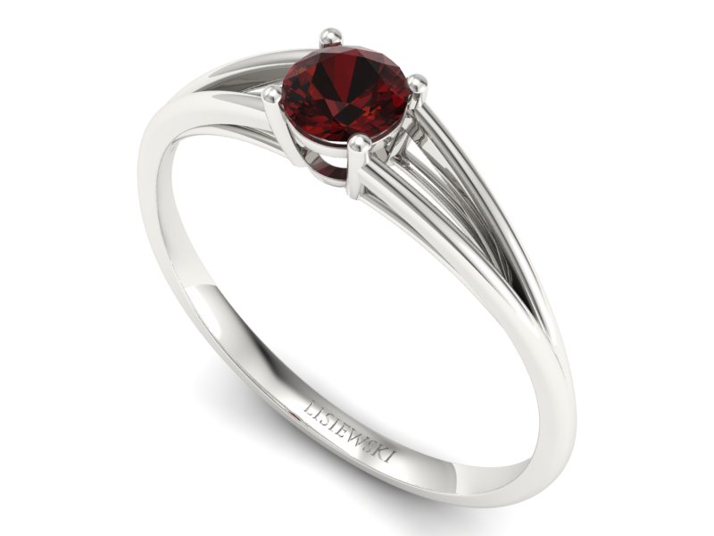 Złoty pierścionek z granatem białe złoto - p16322bgr — zdjęcie 3