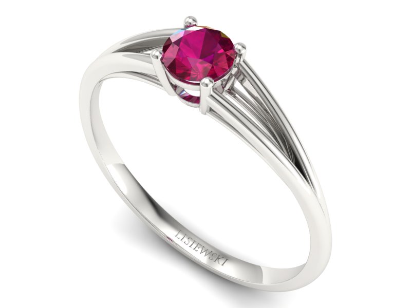 Złoty pierścionek z rubinem białe złoto - p16322br — zdjęcie 3